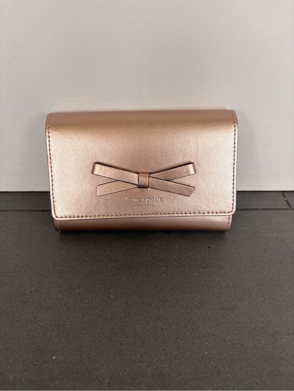 kate spade Metallic Rose Compact Bow Wallet